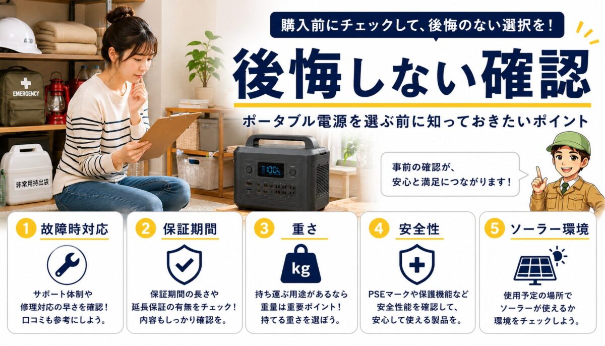 Anker系ポータブル電源を選ぶ前に確認すべき注意点を説明した画像