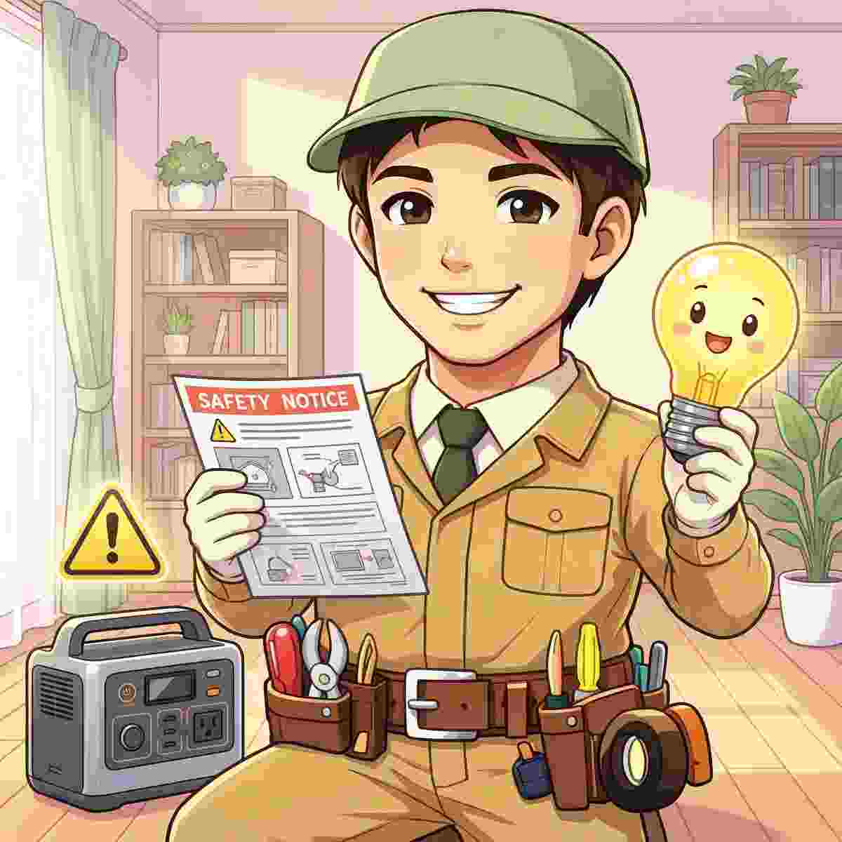 EcoFlow Delta 2のリコール・安全情報を確認するジンデンのイラスト