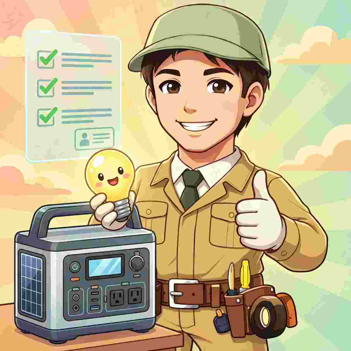 EcoFlow Delta 2のレビューをまとめてサムズアップするジンデンのイラスト