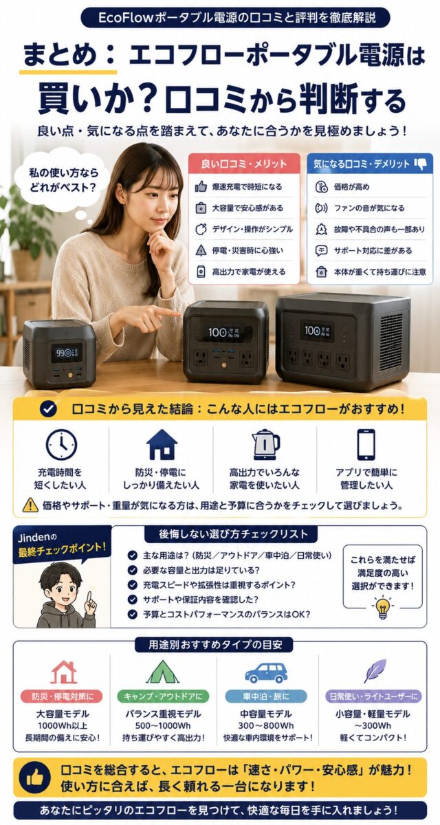 EcoFlowポータブル電源を購入すべきか口コミをもとに総合判断するまとめ画像