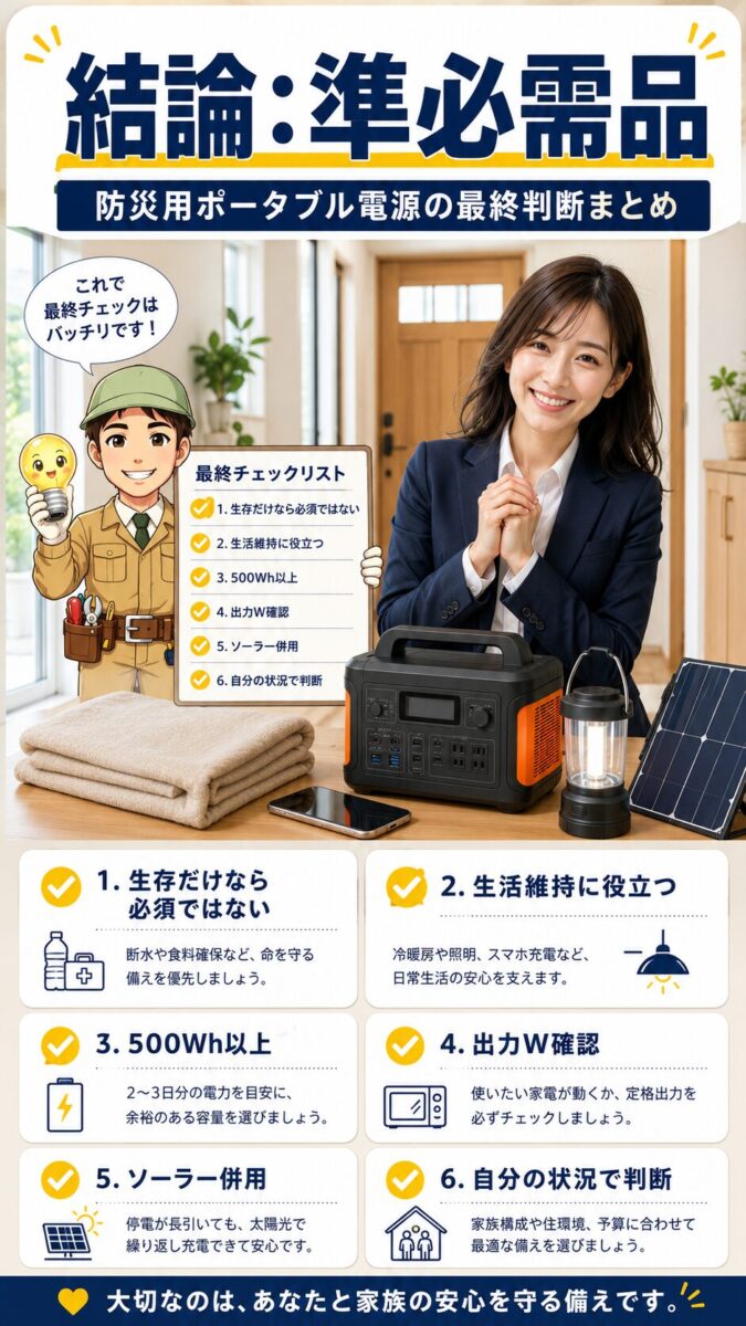 防災にポータブル電源が必要かの最終判断をまとめた画像