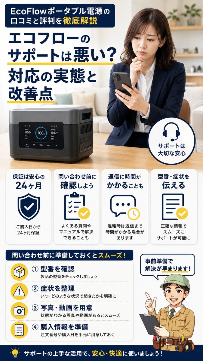 ｜EcoFlowのサポート対応や問い合わせ時のポイントを紹介する縦長画像