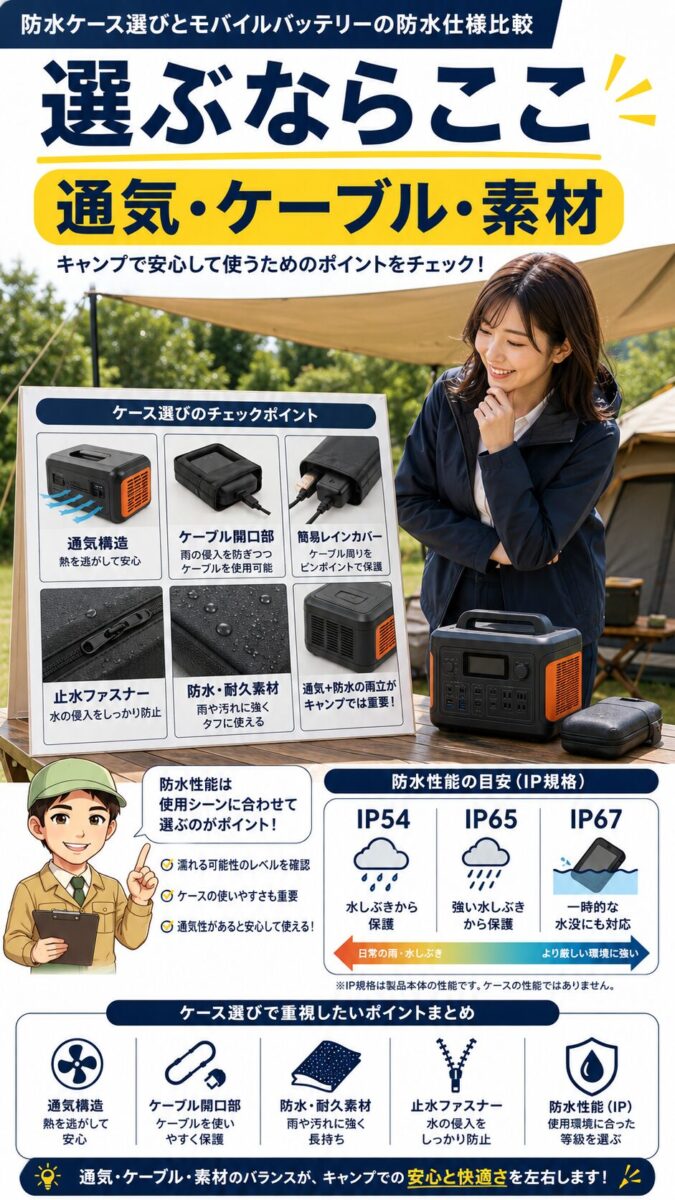 防水ケースを選ぶ際に通気構造やケーブル口や素材を比較して確認する