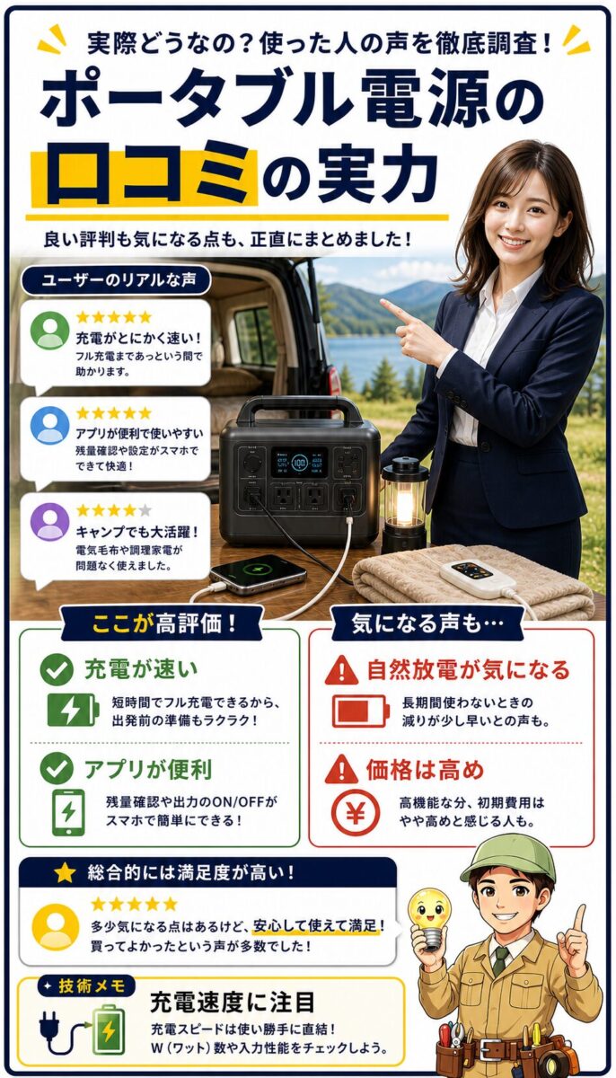エコフローの口コミで多い良い点と気になる点をまとめた画像