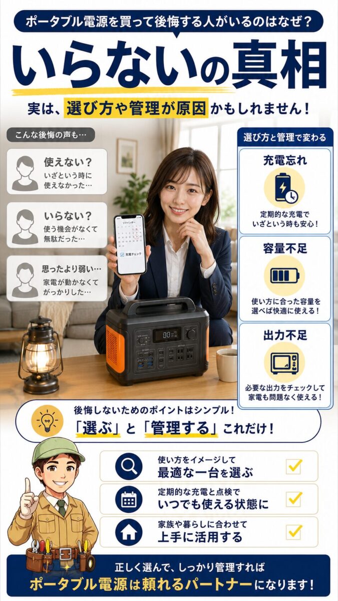 ポータブル電源はいらないという口コミの原因を整理する画像