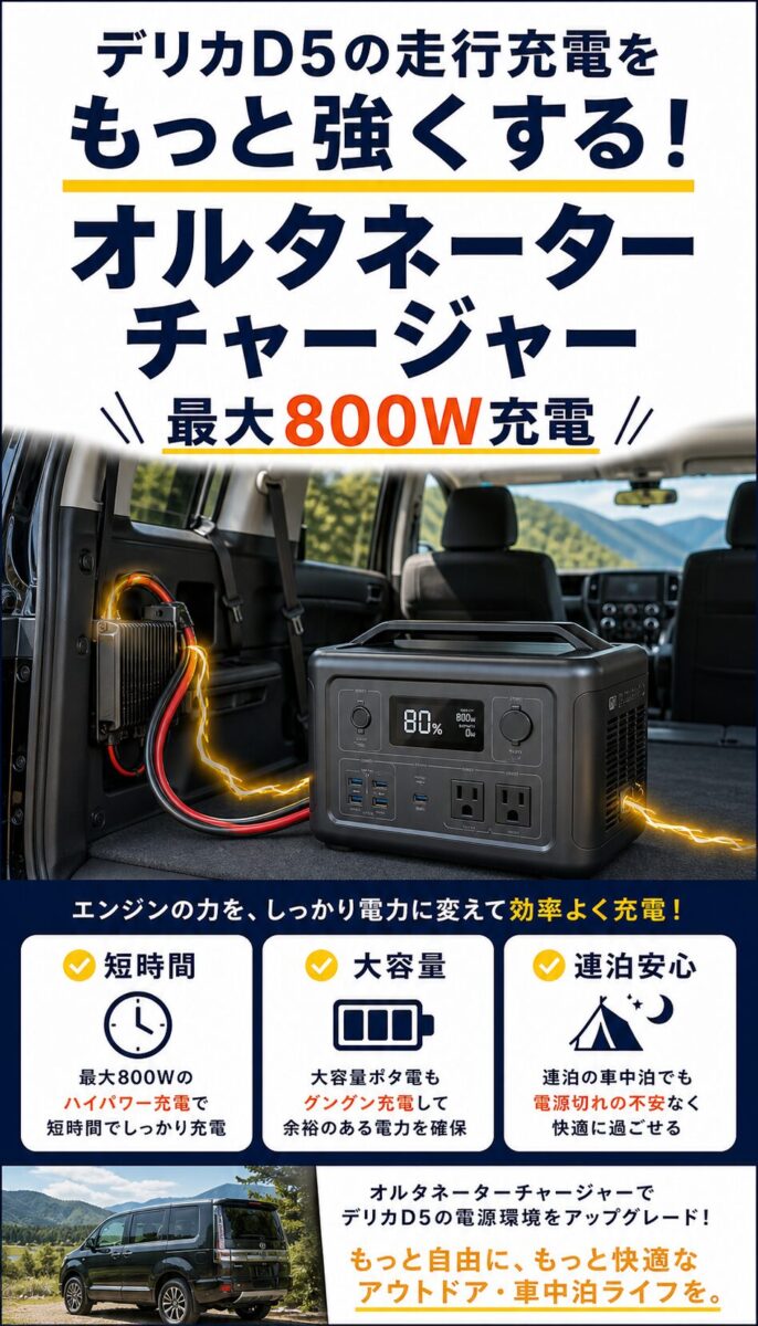 オルタネーターチャージャーで高出力充電する画像