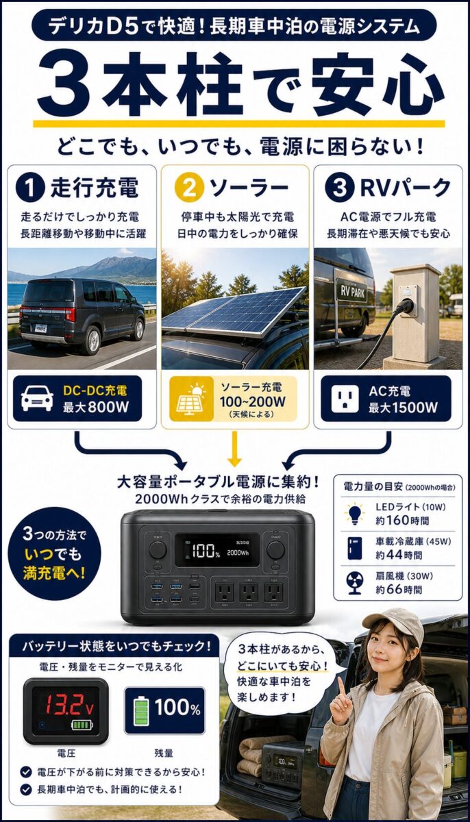 走行充電・ソーラー・RVパークを組み合わせた電源システム画像