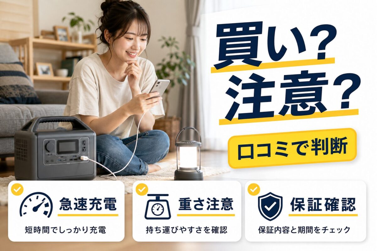 Anker系ポータブル電源の口コミから購入判断のポイントを説明した画像