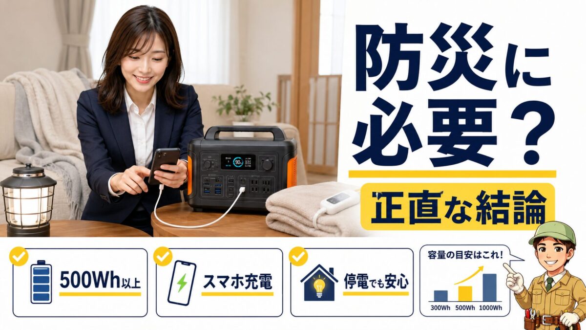 防災にポータブル電源が必要かを停電時の使用シーンで説明した画像