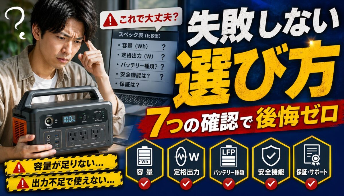 失敗しない選び方完全ガイド｜容量・出力・安全性7ポイント | みんなの電源