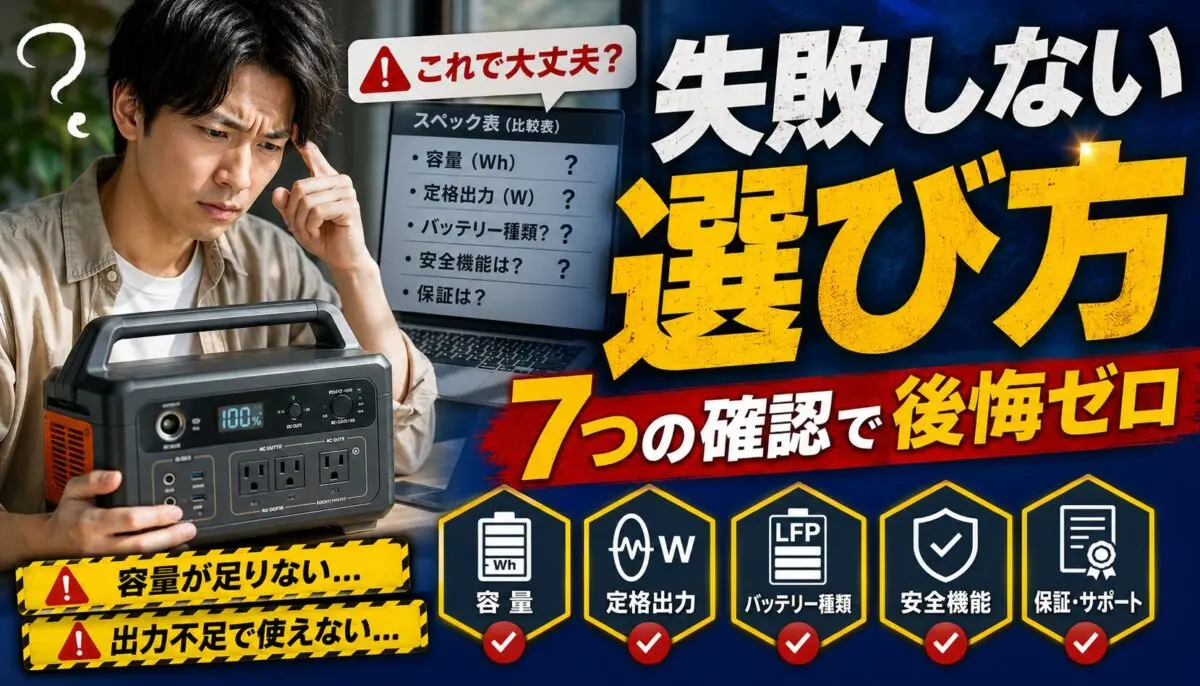 ポータブル電源の選び方完全ガイド！失敗しない7つのポイント