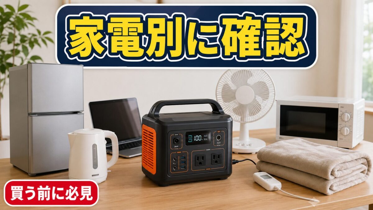 ポータブル電源で使える家電を確認するトップページ用画像