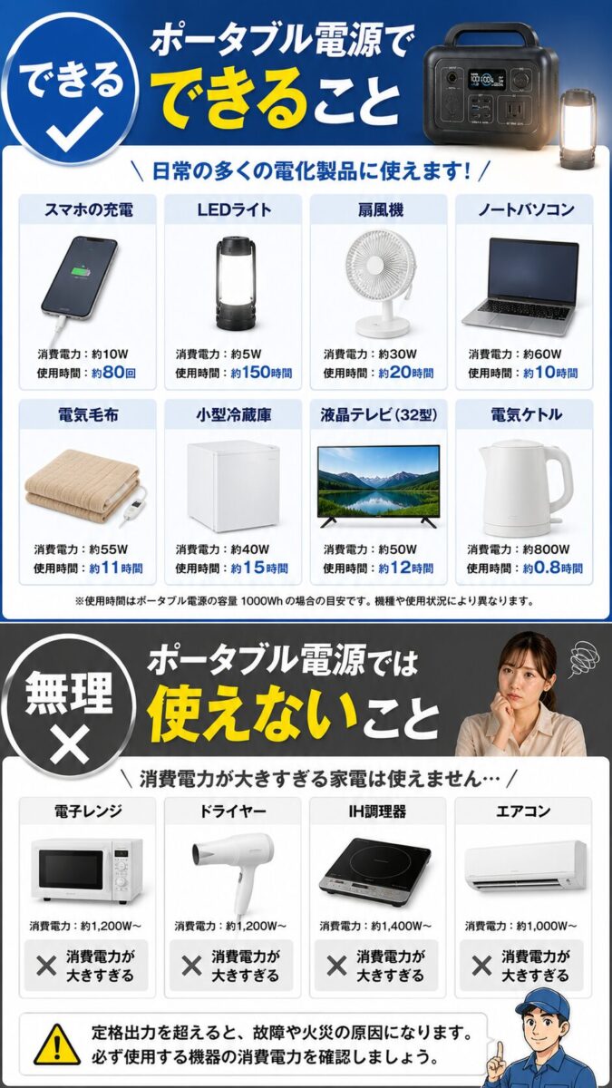 使える家電と使えない家電
