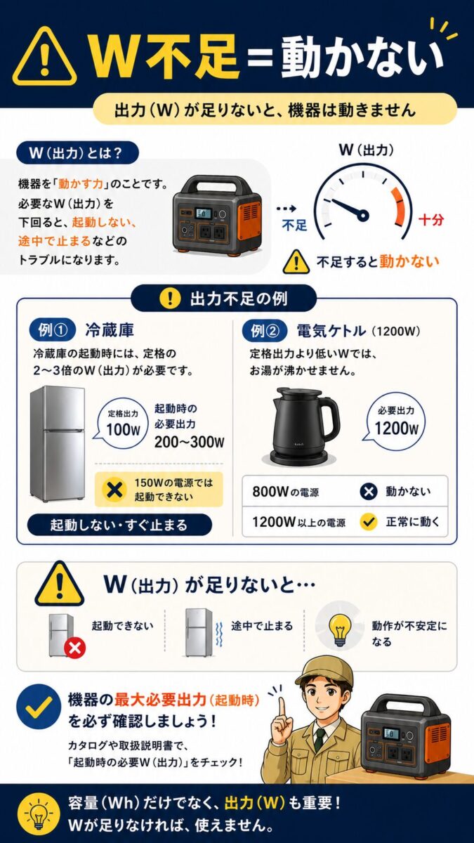 出力不足の例