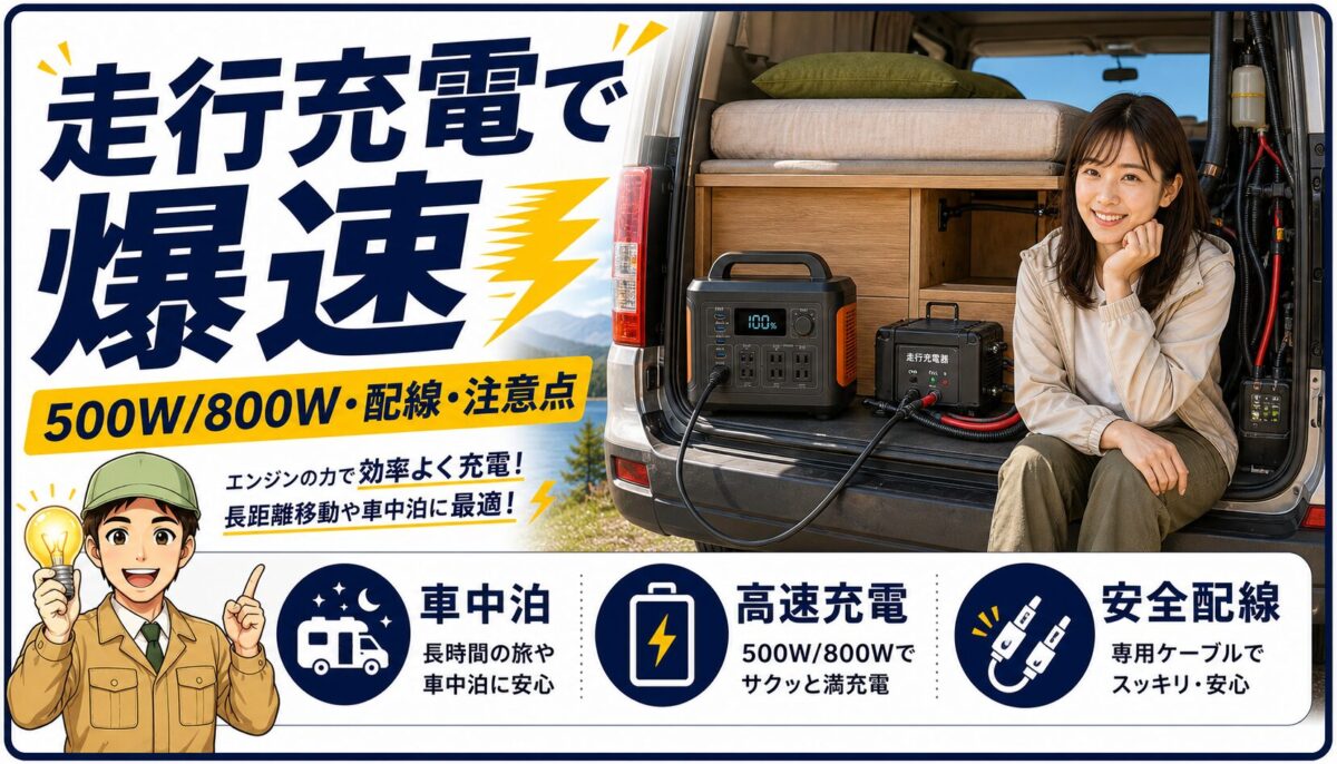 オルタネーターチャージャーで走行中に高速充電するイメージ画像