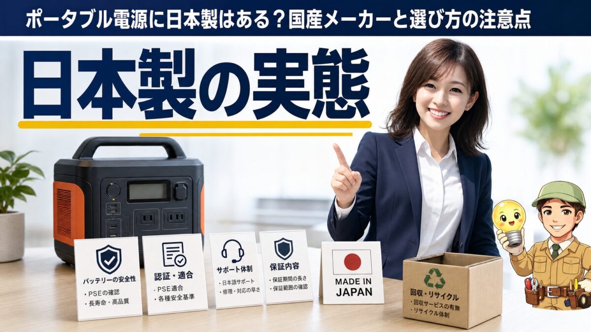 ポータブル電源に日本製はある？国産メーカーと選び方の注意点