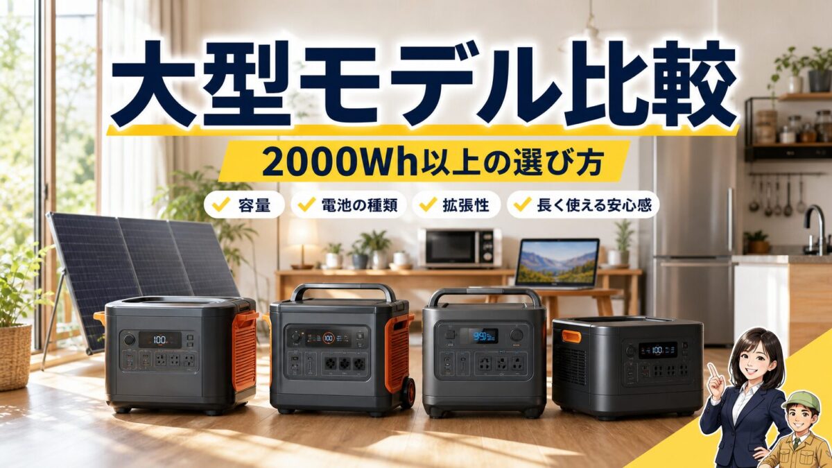 Jackery大型モデルの容量や拡張性を比較するブログ用アイキャッチ画像