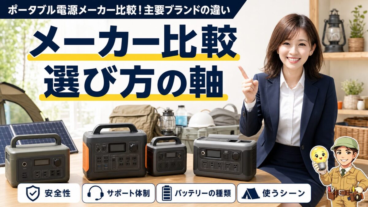 ポータブル電源メーカー比較と選び方を表すアイキャッチ画像