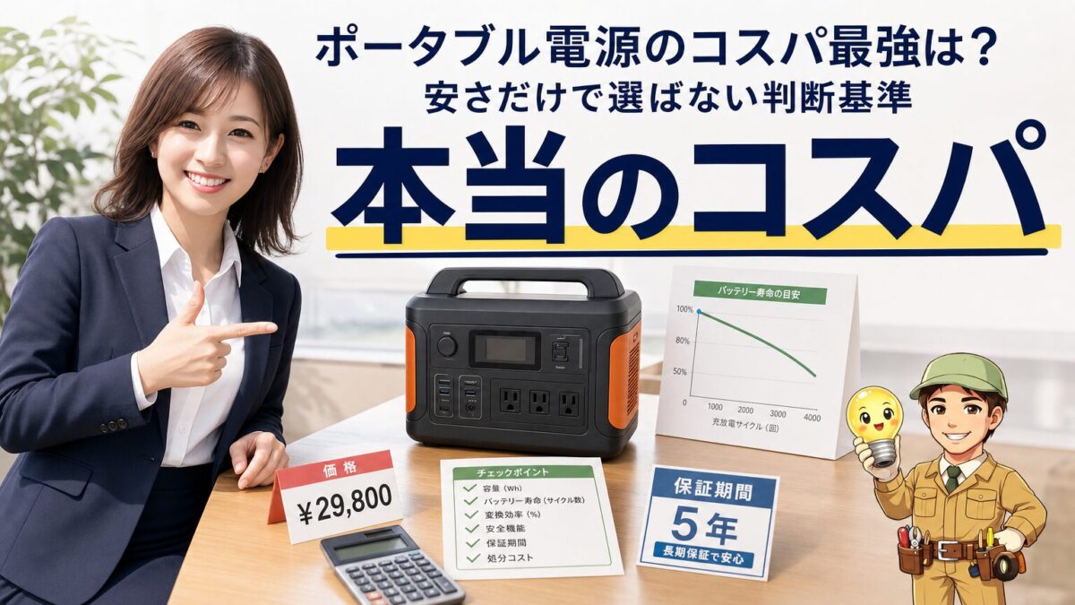 ポータブル電源の本当のコスパを判断するアイキャッチ画像