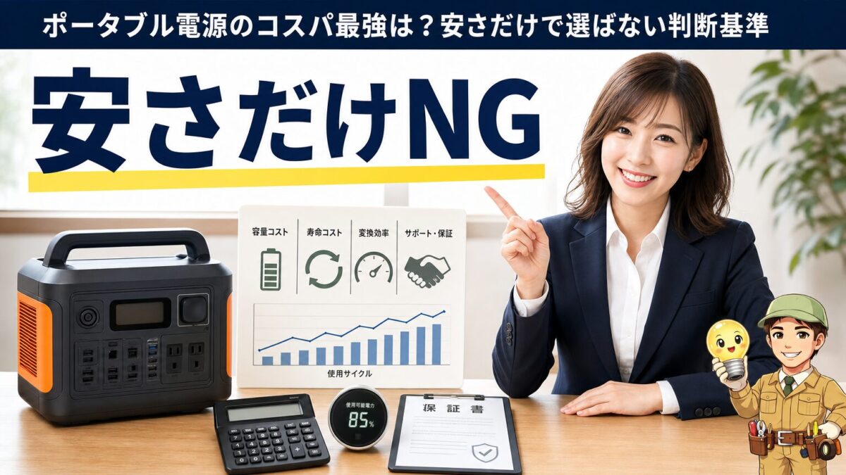 ポータブル電源のコスパを正しく理解するための画像
