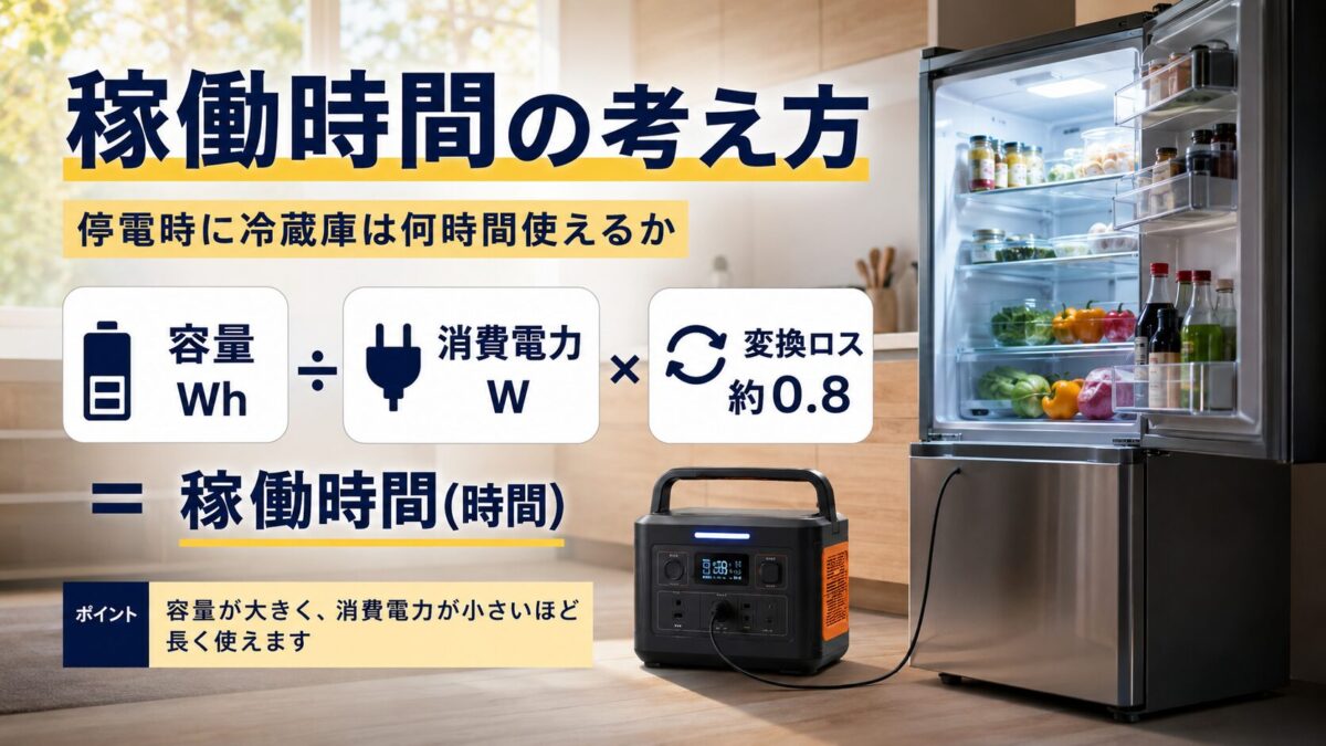停電時に冷蔵庫の稼働時間を容量と消費電力から考える画像