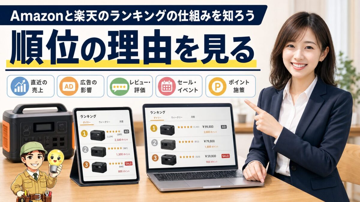 Amazonと楽天のランキングの仕組みを知るための画像
