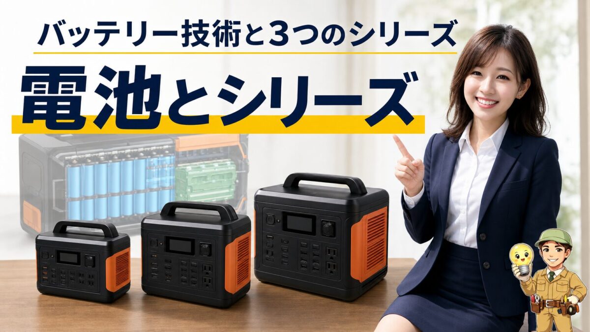 ポータブル電源のバッテリー技術とシリーズ比較のイメージ