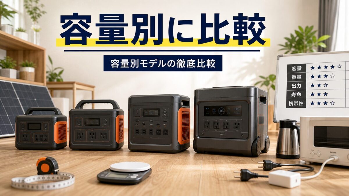 容量別にポータブル電源モデルを比較するセクション画像