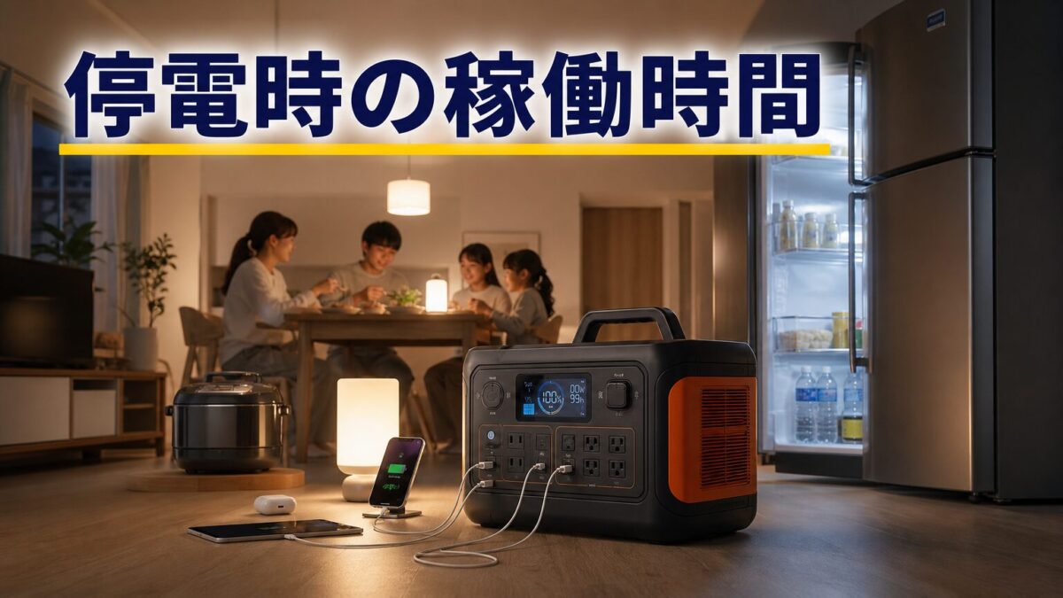 家族3〜5人の停電時にJackery 2000 Newで家電を使う場面の画像