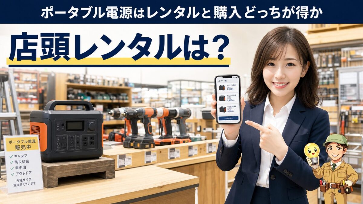 ホームセンターでポータブル電源をレンタルできるか確認する画像