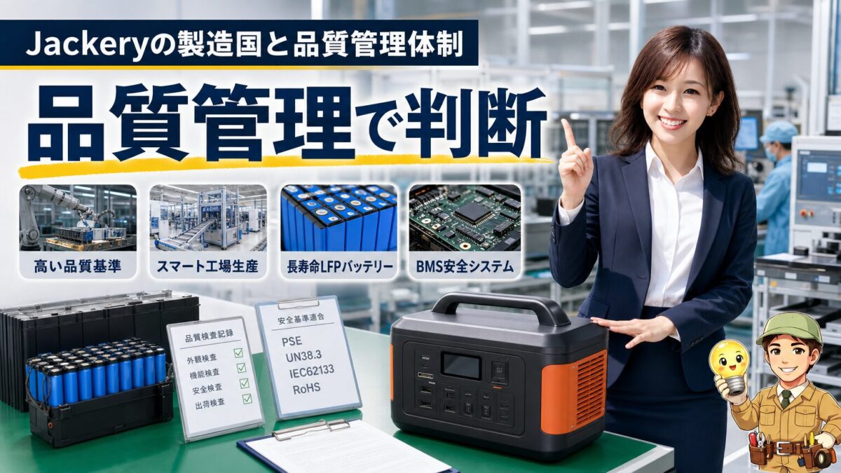Jackeryの製造国と品質管理体制を確認する画像