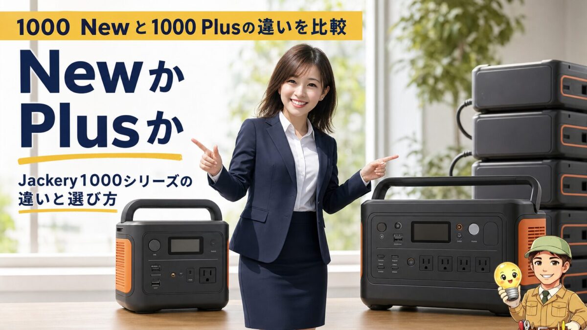 Jackery1000 Newと1000 Plusの違いを比較する画像