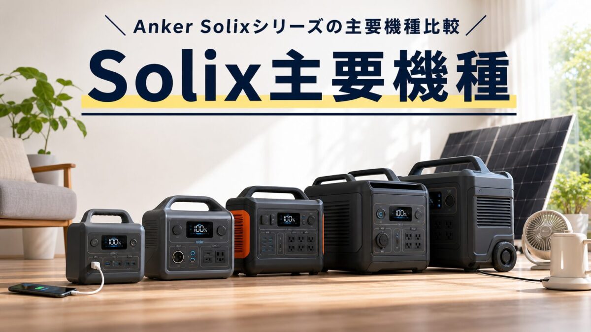 Anker Solixシリーズの主要機種を比較する画像