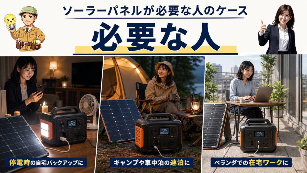 ソーラーパネルが必要な人のケースを表した画像