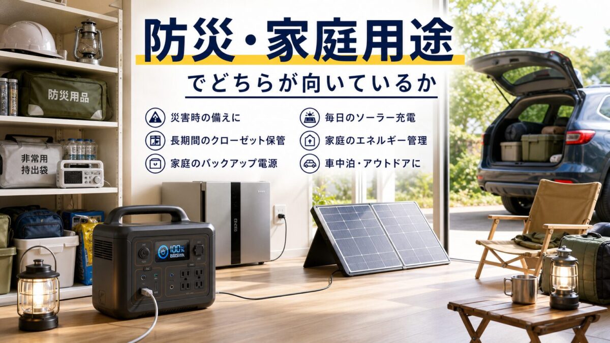 防災や家庭用途に合うポータブル電源選びを表した画像