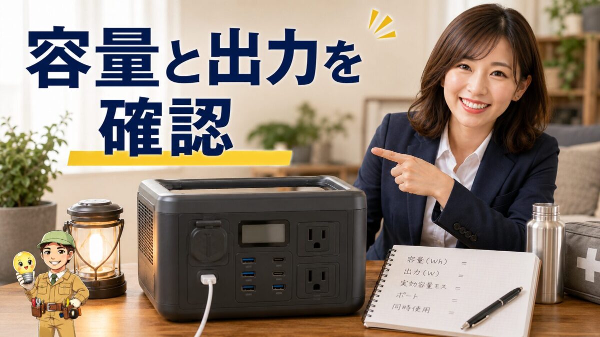 容量と出力を確認してポータブル電源選びに失敗しないための画像