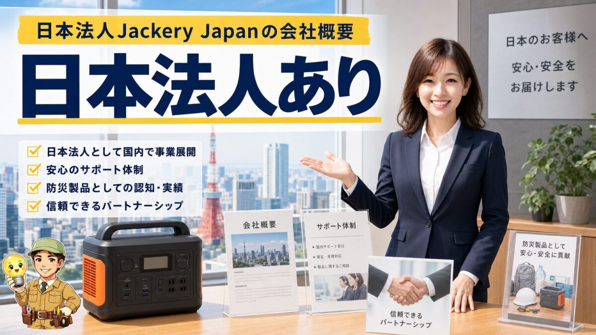 日本法人Jackery Japanの会社概要と信頼性を示す画像