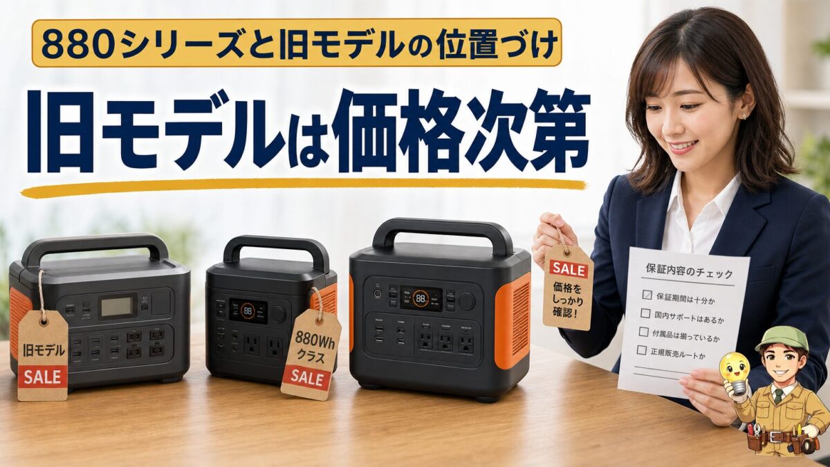 Jackery880シリーズと旧モデルの位置づけを示す画像