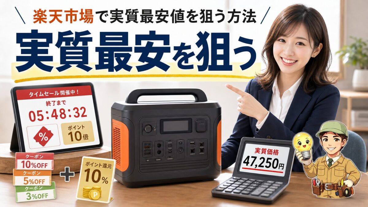 楽天市場でJackeryをセールとクーポンとポイントで実質最安値にする見出し画像