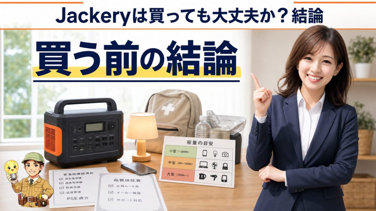 Jackeryを買っても大丈夫か用途と安全性から判断する画像