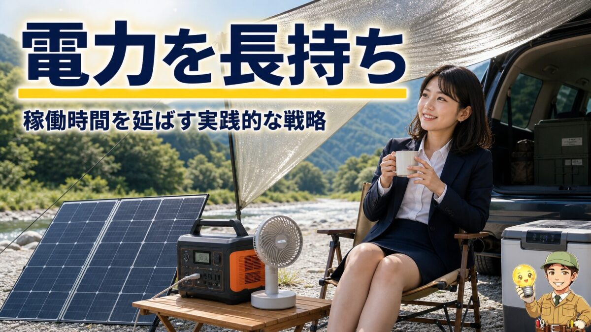 断熱やファンやソーラー充電でクーラーの稼働時間を延ばす画像