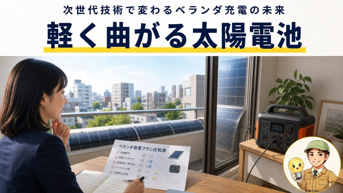 軽量で曲がる次世代太陽電池がベランダ充電を変える未来の画像