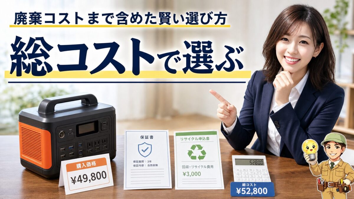 ポータブル電源を購入価格や保証や廃棄コストまで含めて選ぶ見出し画像