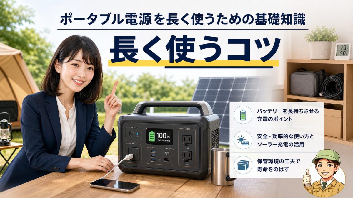 ポータブル電源を長く使うための基礎知識を表す画像