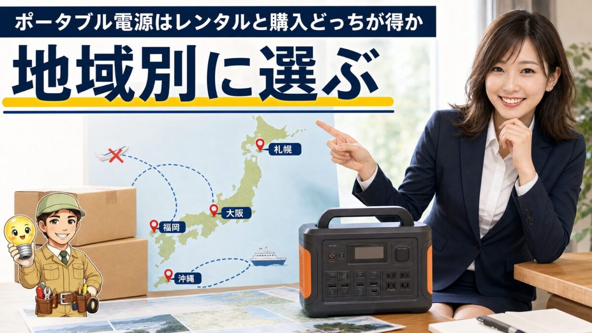 地域別にポータブル電源のレンタル調達方法を選ぶ画像
