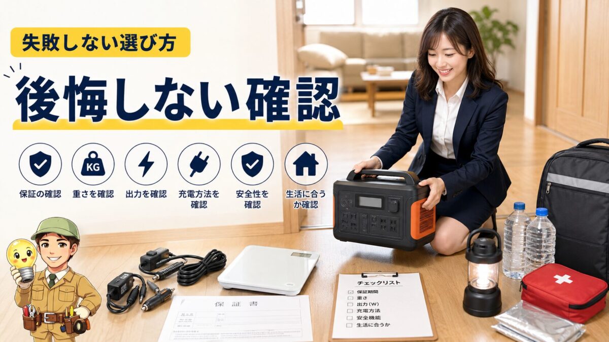 購入前に重さや保証や出力を確認して失敗を防ぐイメージ