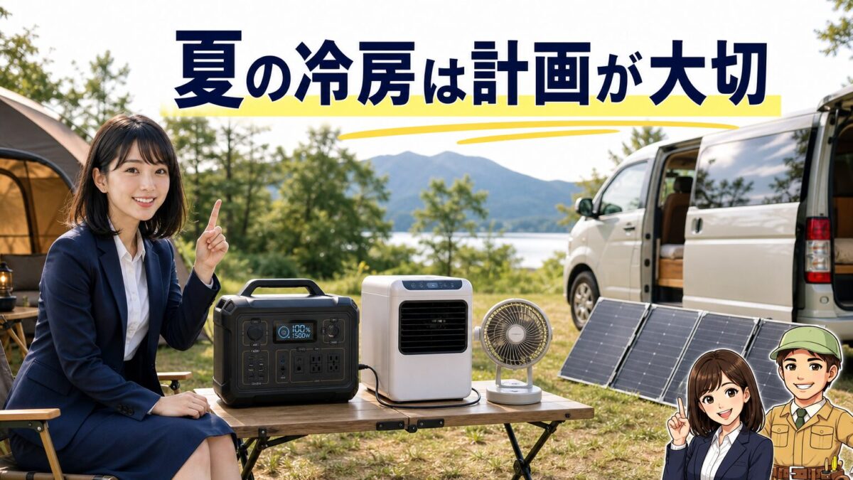 夏のアウトドアで大容量電源と省電力クーラーを計画的に使う画像