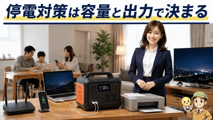 ポータブル電源でデジタル機器を守る要点をまとめた画像