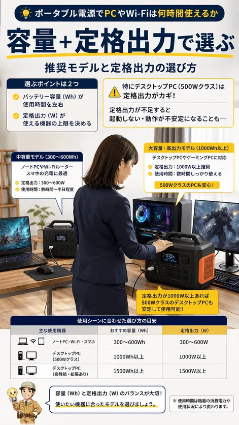 ゲーミングノートとデスクトップPCの消費電力差を示す画像