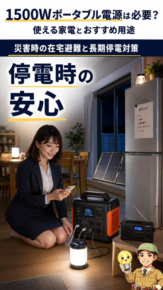 災害時の在宅避難でポータブル電源が生活を支える画像